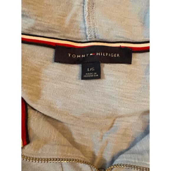 Vintage Tommy Hilfiger Women's Size L Baby Blue Lightweight 1/4 Zip Sweatshirt - Picture 6 of 10